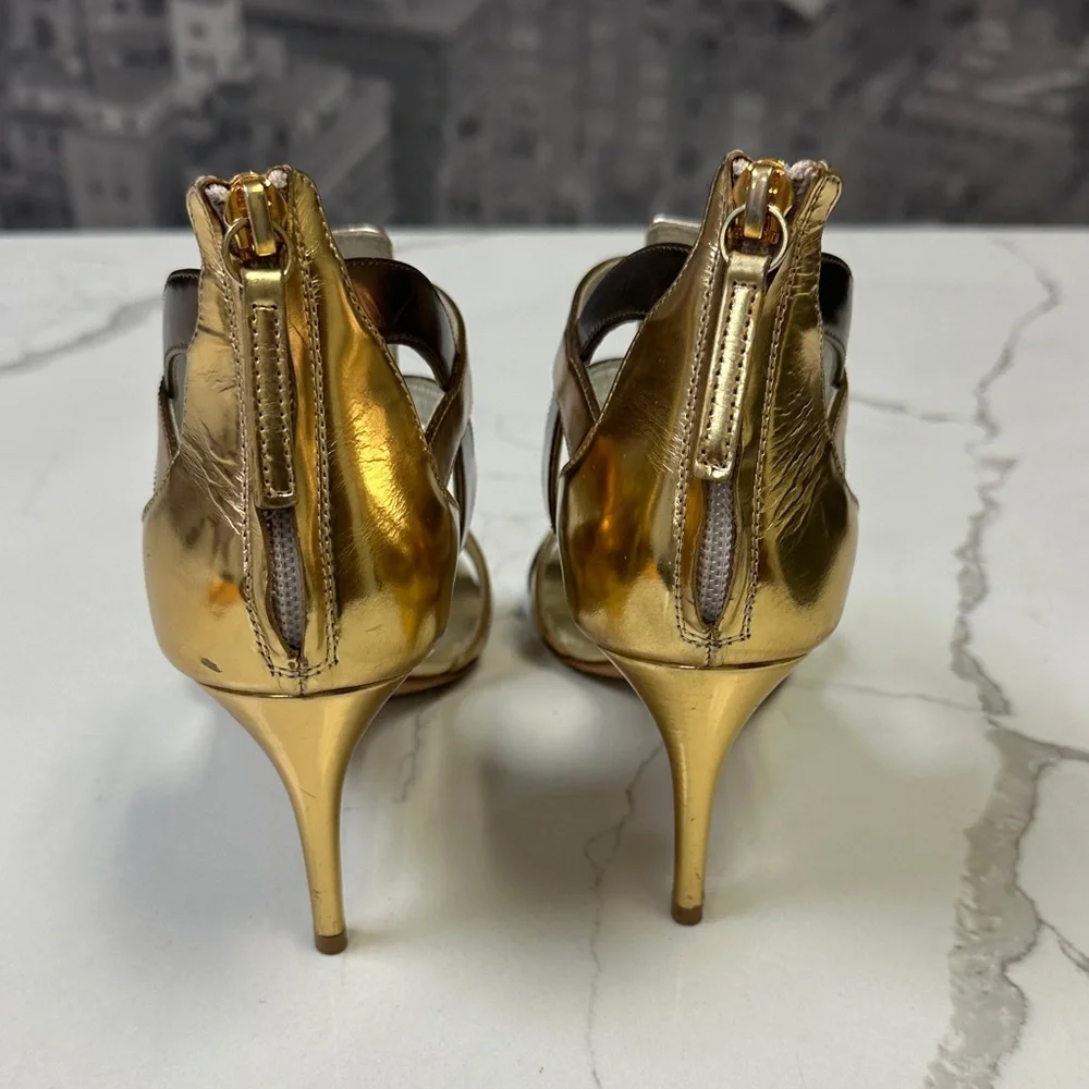 Giuseppe Zanotti Cruel Summer Gladiator Sandals Gold Silver Strappy Heels EU 37